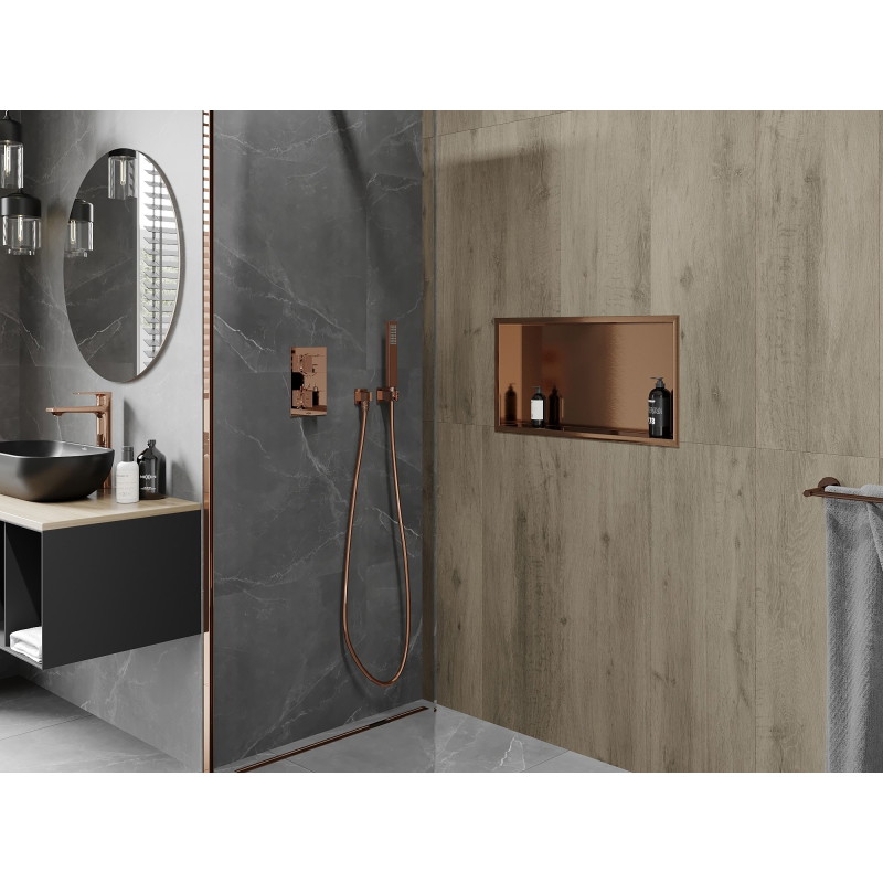 Mexen X-Wall-R nástenná polica s lemom 60 x 30 cm, brúsená meď - 19C0603010