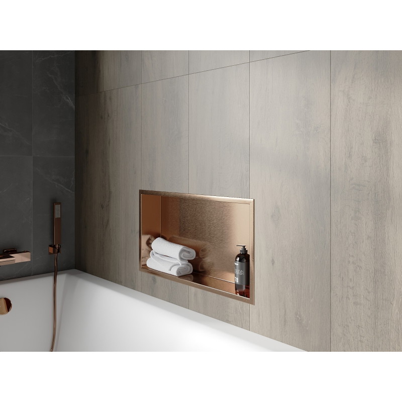 Mexen X-Wall-R nástenná polica s lemom 60 x 30 cm, brúsená meď - 19C0603010