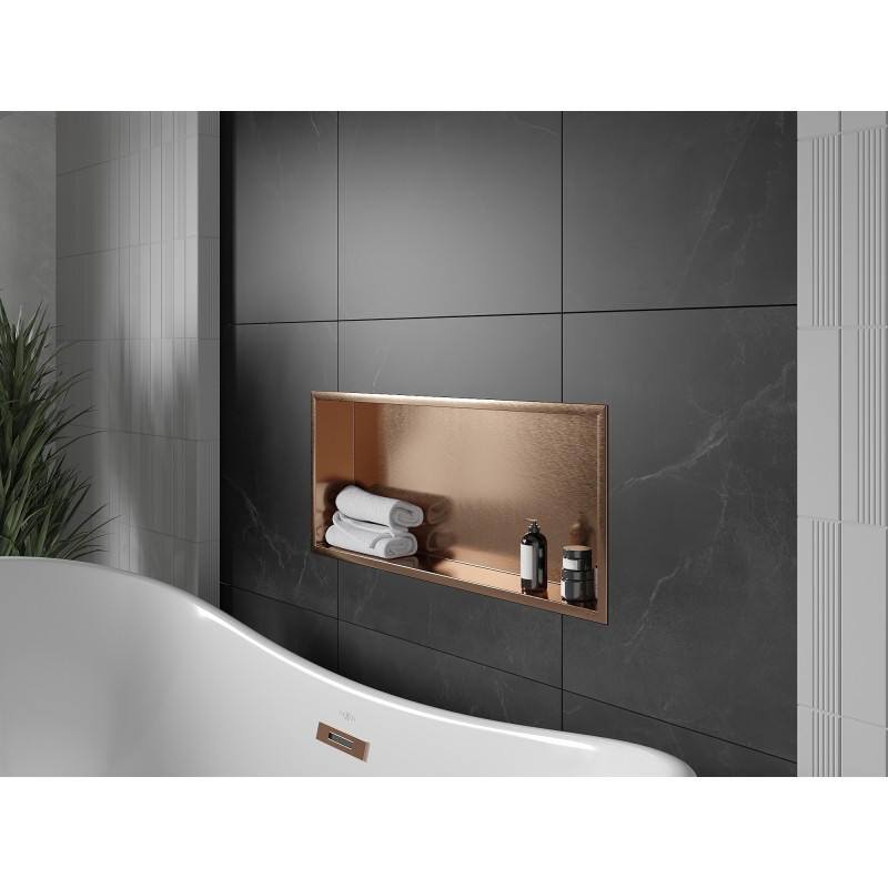 Mexen X-Wall-R nástenná polica s prírubou 75 x 30 cm, brúsená meď - 19C0753010