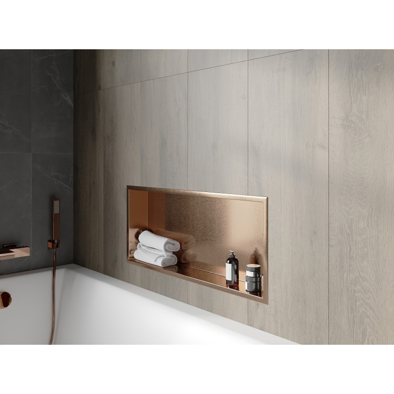 Mexen X-Wall-R nástenná polica s prírubou 75 x 30 cm, brúsená meď - 19C0753010