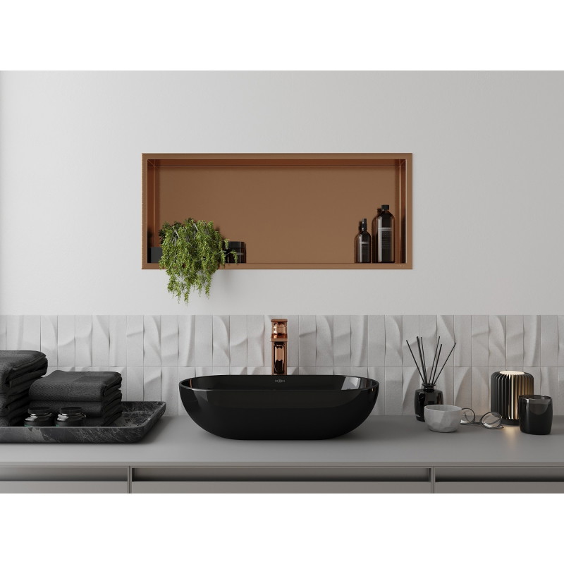 Mexen X-Wall-R nástenná polica s prírubou 75 x 30 cm, brúsená meď - 19C0753010