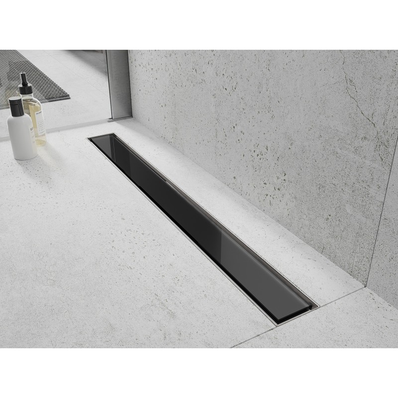 Mexen Flat 360° MGB otočný lineárny odtok 50 cm, čierne sklo - 1026050-40