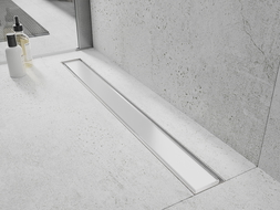 Mexen Flat MGW lineárny odtok 90 cm, biele sklo - 1027090-15