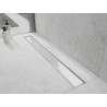 Mexen Flat 360° MGW rotačný lineárny odtokový žľab 90 cm, biele sklo - 1027090-40