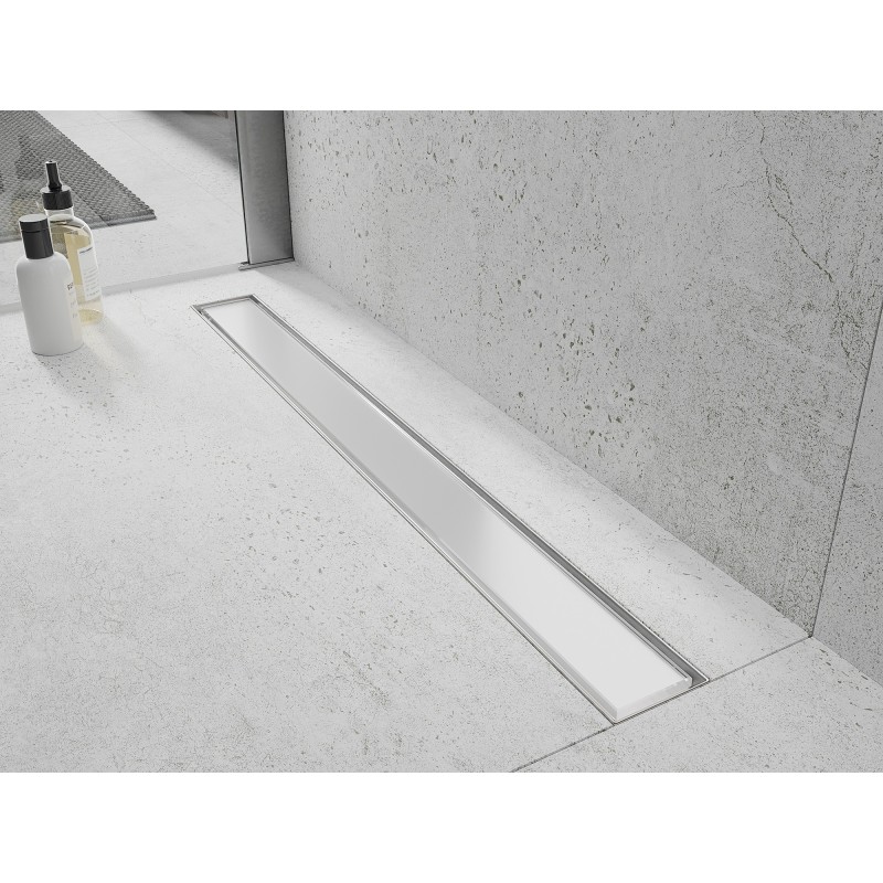 Mexen Flat 360° MGW lineárny rotačný odtok 60 cm, biele sklo - 1027060-40