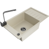 Mexen Elias granitový drez s 1-komorou s odkvapom a kuchynskou batériou Rita, béžová - 6511-69-670300-70