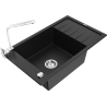 Mexen Elias žulový drez 1-komorový s odkvapkávačom a kuchynskou batériou Rita, čierny - 6511-77-670300-00