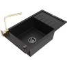 Mexen Elias granitový drez 1-komorový s odkvapkávačom a kuchynskou batériou Rita, čierny - 6511-77-670300-50-B