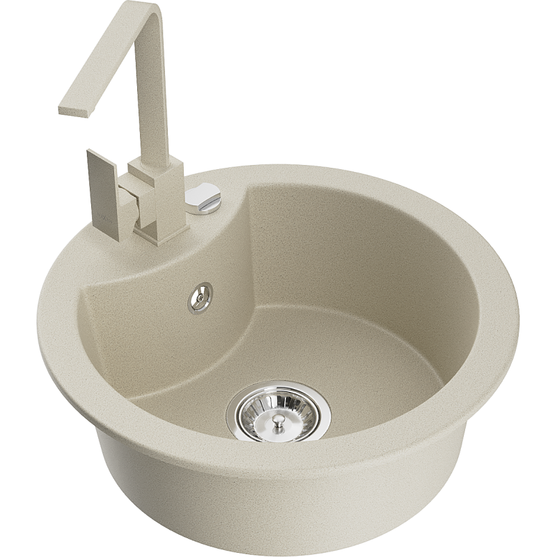 Mexen Diego granitový drez 1-komorový s kuchynskou batériou Rita, béžový - 6512-69-670300-69