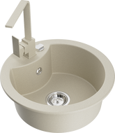 Mexen Diego granitový drez 1-komorový s kuchynskou batériou Rita, béžový - 6512-69-670300-69