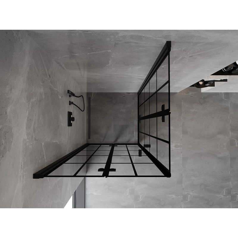 Mexen Mist-F Duo skladacia sprchová kabína 90 x 90 cm, čierna mriežka, čierna - 8A6-090L-090P-70-77