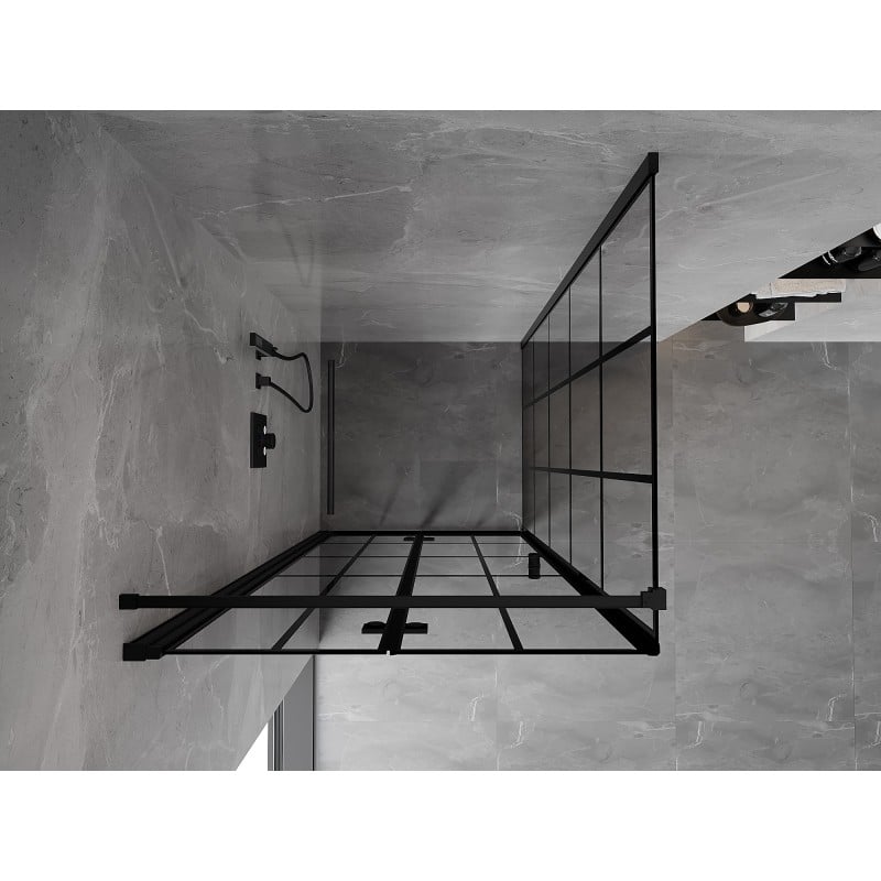 Mexen Mist-F skladacia sprchová kabína ľavá 120 x 120 cm, čierna mriežka, čierna - 8A6T-120-120-70-77-L