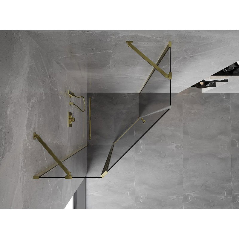 Mexen Mist päťuholníková sprchová kabína s otočnými dverami 100 x 100 cm, priehľadná, zlatá - 8A8-100-100-50-00