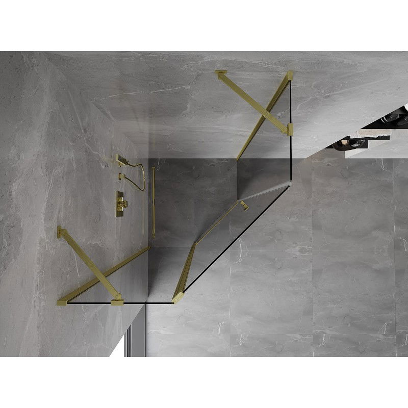 Mexen Mist päťuholníková sprchová kabína výklopná 90 x 90 cm, transparentná, zlato kartáčovaná - 8A8-090-090-55-00