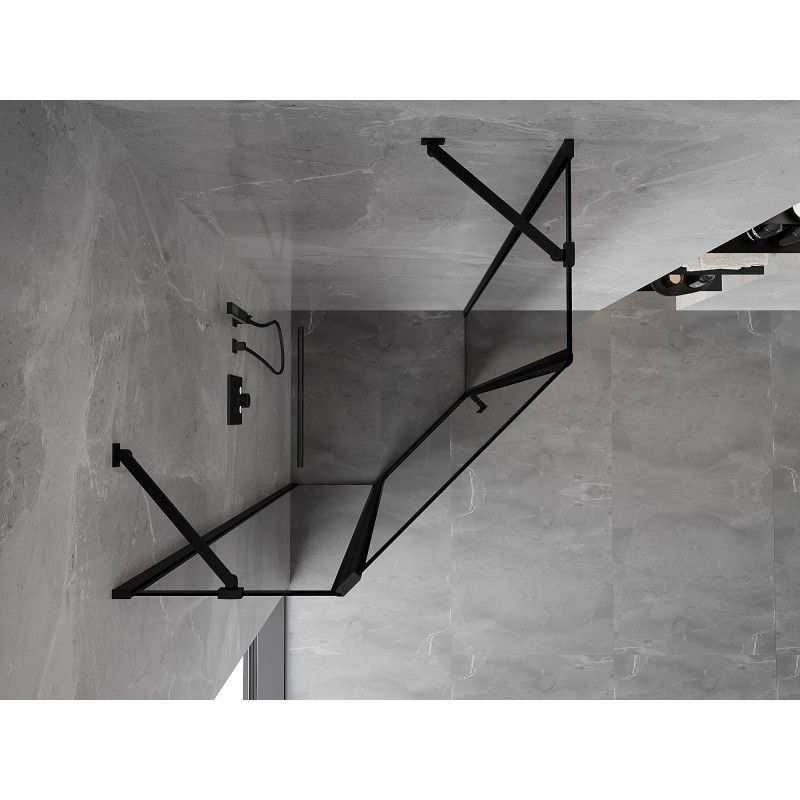 Mexen Mist päťuholníková sprchová kabína s otváracími dverami ľavá 90 x 90 cm, čierny rám, čierna - 8A8-090-090-70-70-L