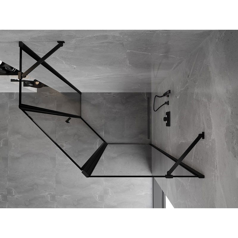 Mexen Mist päťuholníková asymetrická sprchová kabína otváracia pravá 100 x 80 cm, čierny rám, čierna - 8A8-100-080-70-70-P