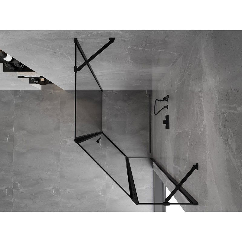 Mexen Mist asymetrická pravouhlá sprchová kabína 80 x 90 cm, čierny rám, čierna - 8A8-080-090-70-70-P