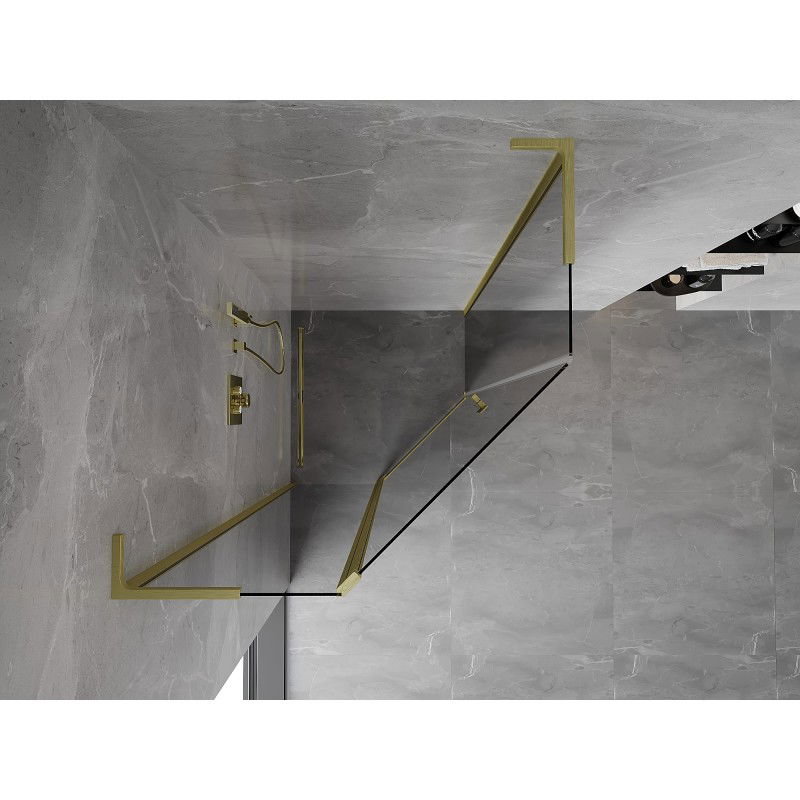Mexen Mist L päťuholníková sprchová kabína s 80 x 80 cm dverami, priehľadná, zlatá kartáčovaná - 8A8L-080-080-55-00