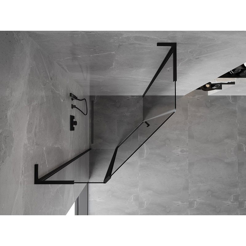 Mexen Mist L päťuholníková sprchová kabína výklopná 90 x 90 cm, priehľadná, čierna - 8A8L-090-090-70-00