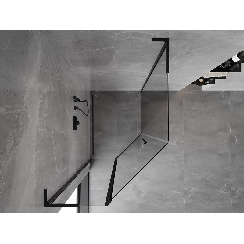 Mexen Mist L asymetrická päťuholníková sprchová kabína 80 x 90 cm, priehľadná, čierna - 8A8L-080-090-70-00