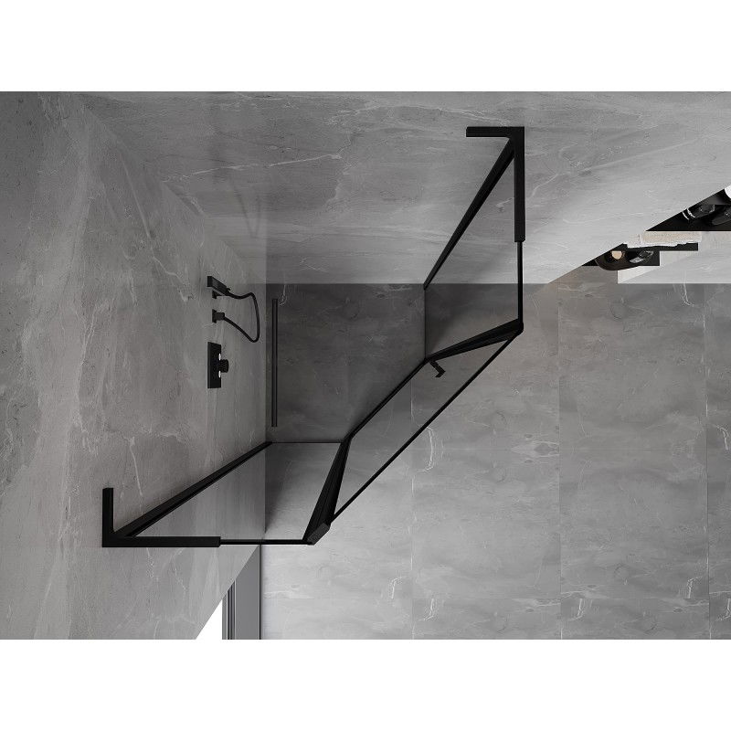 Mexen Mist L päťhranná sprchová kabína s otváracími dverami vľavo 80 x 80 cm, čierny rám, čierna - 8A8L-080-080-70-70-L