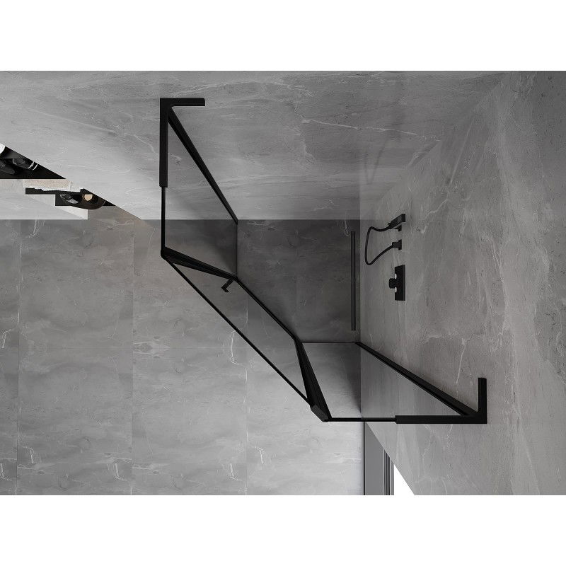 Mexen Mist L päťuholníková sprchová kabína vyklápacia pravá 80 x 80 cm, čierny rám, čierna - 8A8L-080-080-70-70-P