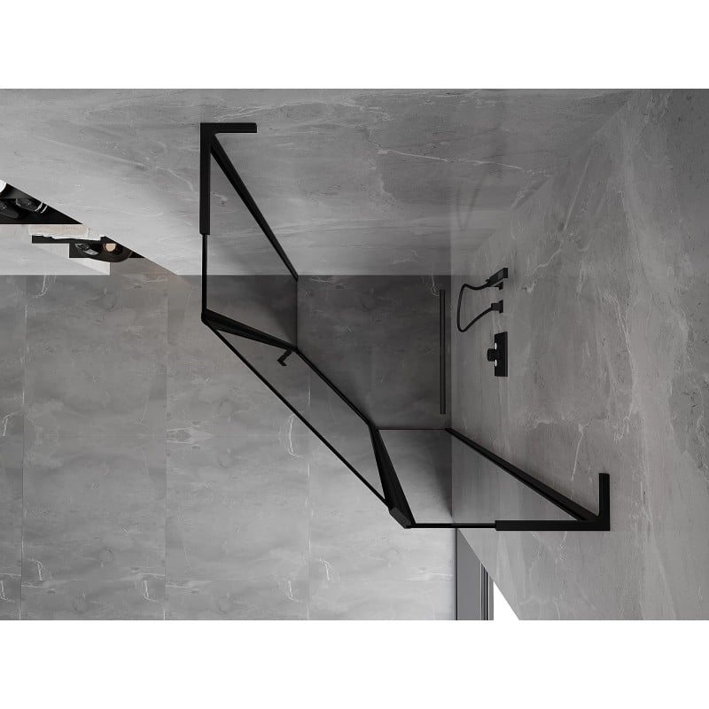 Mexen Mist L päťuholníková sprchová kabína pravá 90 x 90 cm, čierny rám, čierna - 8A8L-090-090-70-70-P