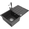 Mexen Bruno granitový drez s 1 komorou s odkvapkávačom a kuchynskou batériou Rita, čierno bodkovaný - 6513-76-670300-00