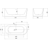 Mexen Silo voľne stojaca rohová vaňa ľavá ryhovaná 150 x 75 cm, biela/sivá, preliv kefa medi - 52891507562L-65