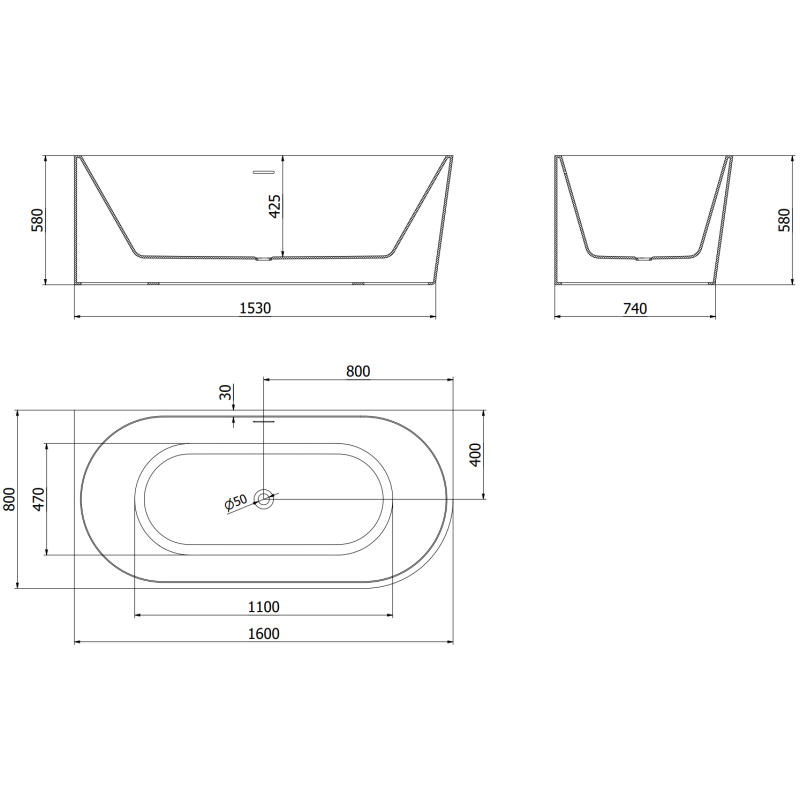 Mexen Mia voľne stojaca rohová vaňa ľavá 160 x 80 cm, biela/čierna, prepad gun metal - 52691608075L-95