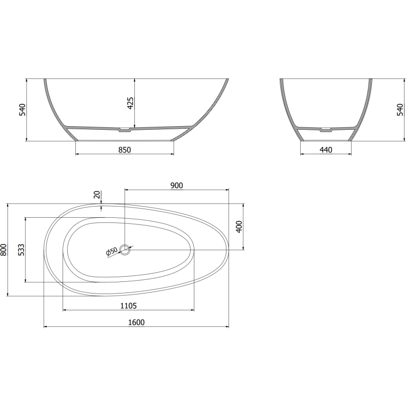 Mexen Glass čierna samostatne stojaca transparentná vaňa 160 x 80 cm, chrómová zátka - 58061608013