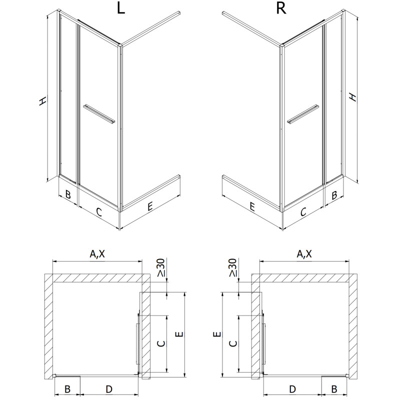Mexen Linea posuvné sprchové dvere 80 cm, transparentné, chróm - 8E1-080-000-01-01