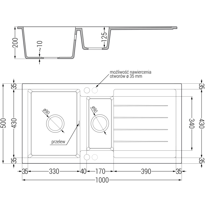 Mexen Andres žulový drez 1,5-komorový s odkvapkávačom a kuchynskou batériou Rita, biely - 6515-20-670300-20