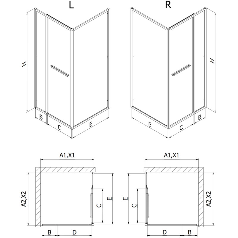 Mexen Linea posuvná sprchová kabína 90 x 95 cm, transparentná, chróm - 8E1-090-095-01-01