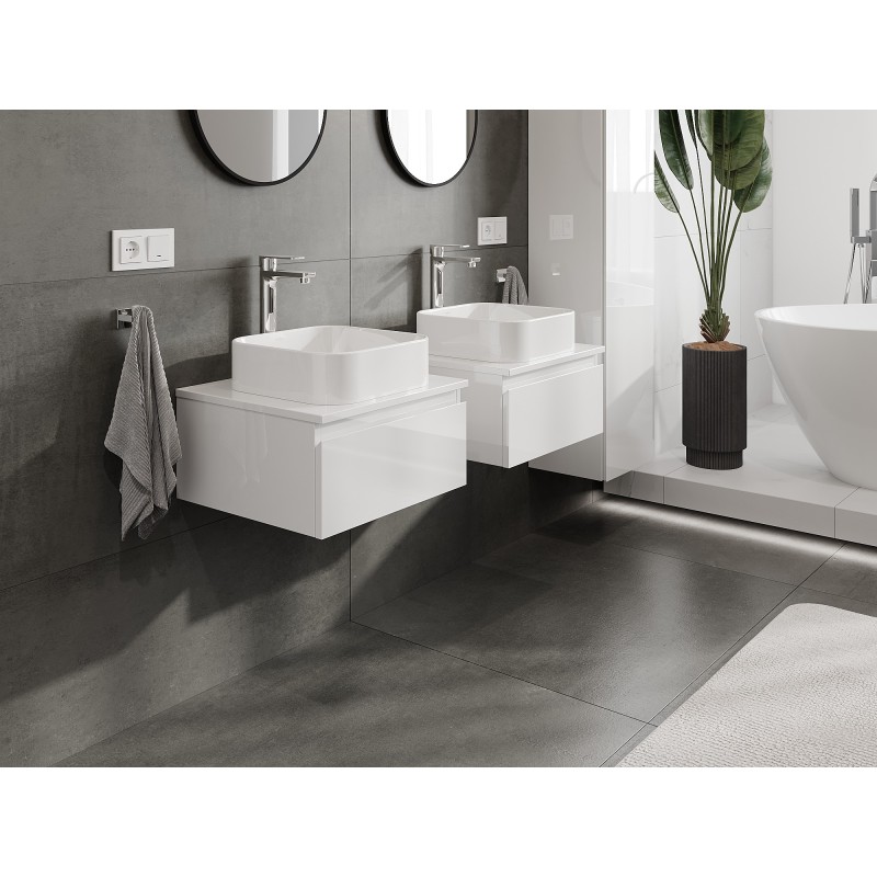 Mexen Orio kúpeľňová skrinka pod umývadlo 50 cm s doskou, 1 zásuvka, biely lesk - 91A10-05023-1-BFC00