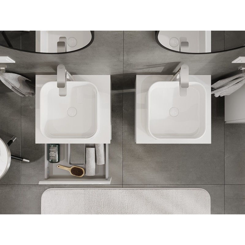 Mexen Orio kúpeľňová skrinka pod umývadlo 50 cm s doskou, 1 zásuvka, biely lesk - 91A10-05023-1-BFC00