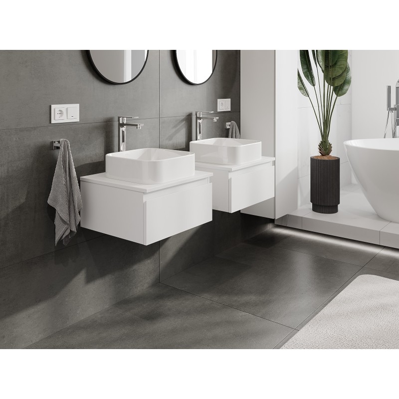 Mexen Orio kúpeľňová skrinka pod umývadlo 50 cm s doskou, 1 zásuvka, biela matná - 91A10-05023-1-BFC01