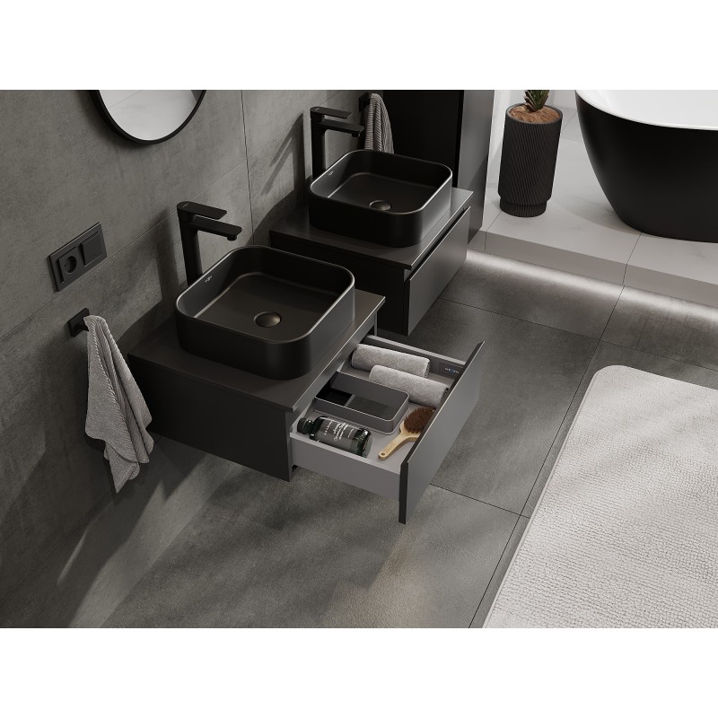 Mexen Orio kúpeľňová skrinka pod umývadlo 50 cm s doskou, 1 zásuvka, čierna matná - 91A10-05023-1-BFC71