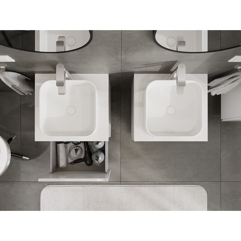 Mexen Orio kúpeľňová skrinka pod umývadlo 50 cm s doskou, 1 zásuvka, biela lesklá - 91A10-05047-1-BFC00