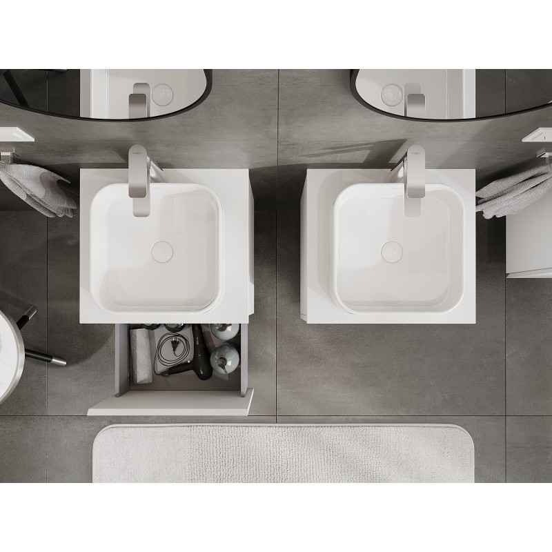 Mexen Orio kúpeľňová skrinka pod umývadlo 50 cm s doskou, 1 zásuvka, biela matná - 91A10-05047-1-BFC01