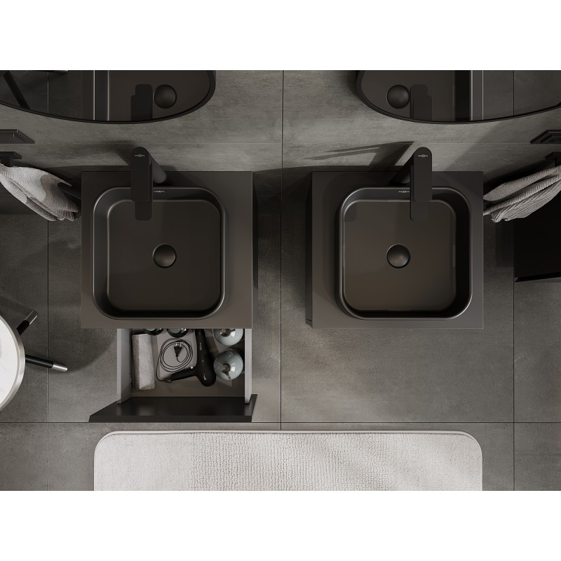 Mexen Orio kúpeľňová skrinka pod umývadlo 50 cm s doskou, 1 zásuvka, čierna matná - 91A10-05047-1-BFC71