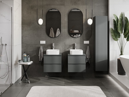 Mexen Orio kúpeľňová skrinka pod umývadlo 50 cm s doskou, 2 zásuvky, grafit mat - 91A10-05047-2-BFFC66