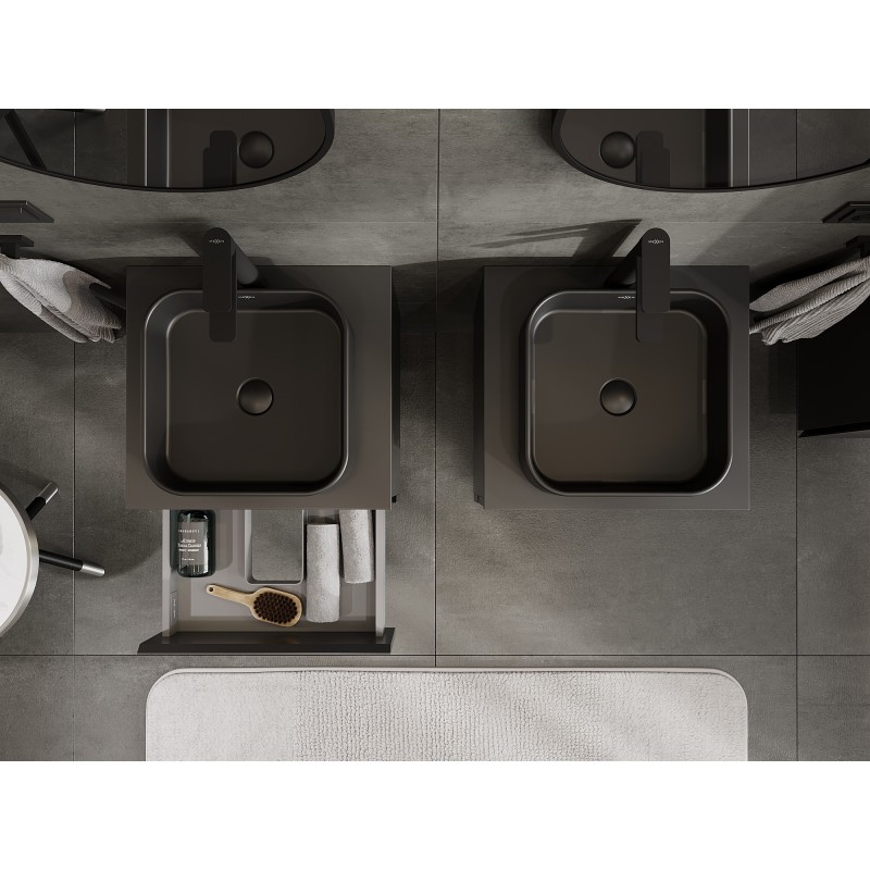 Mexen Orio kúpeľňová skrinka pod umývadlo 50 cm s doskou, 2 zásuvky, čierna matná - 91A10-05047-2-BFFC71