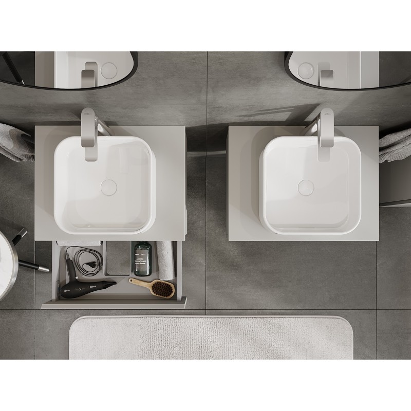 Mexen Orio kúpeľňová skrinka pod umývadlo 60 cm s pracovnou doskou, 1 zásuvka, sivá matná - 91A10-06023-1-BFC62