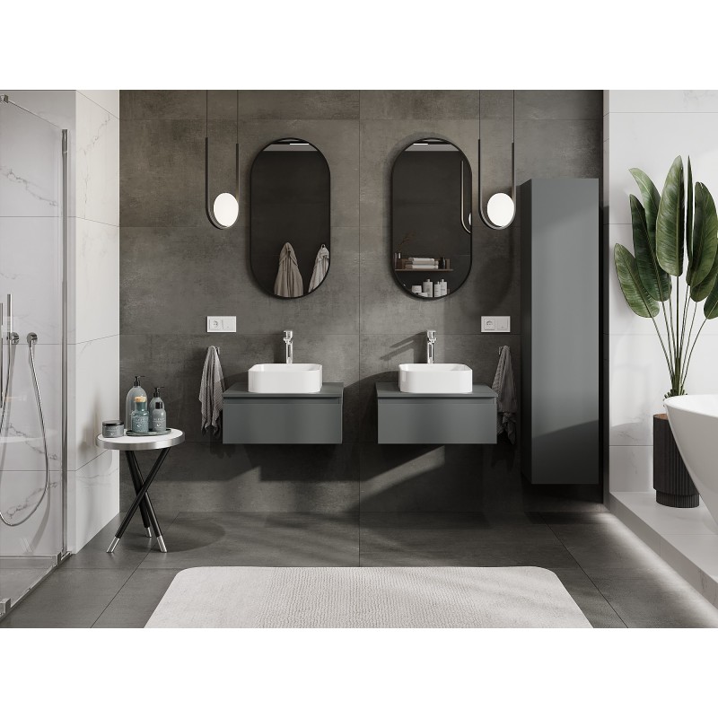 Mexen Orio kúpeľňová skrinka pod umývadlo 60 cm s pracovnou doskou, 1 zásuvka, grafit mat - 91A10-06023-1-BFC66