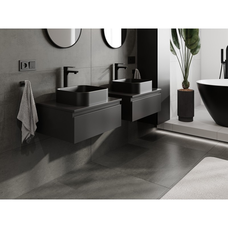 Mexen Orio kúpeľňová skrinka pod umývadlo 60 cm s doskou, 1 zásuvka, čierna matná - 91A10-06023-1-BFC71