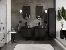 Mexen Orio kúpeľňová skrinka pod umývadlo 60 cm s doskou, 1 zásuvka, čierny lesk - 91A10-06047-1-BFC70