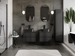 Mexen Orio kúpeľňová skrinka pod umývadlo 60 cm s doskou, 2 zásuvky, čierna matná - 91A10-06047-2-BFFC71