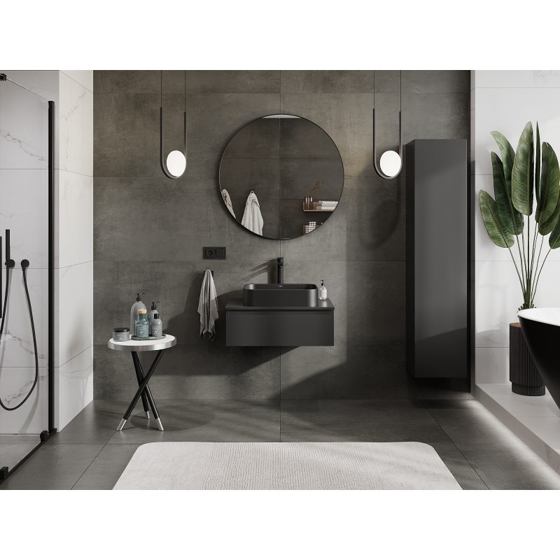 Mexen Orio kúpeľňová skrinka pod umývadlo 70 cm s doskou, 1 zásuvka, čierna mat - 91A10-07023-1-BFC71