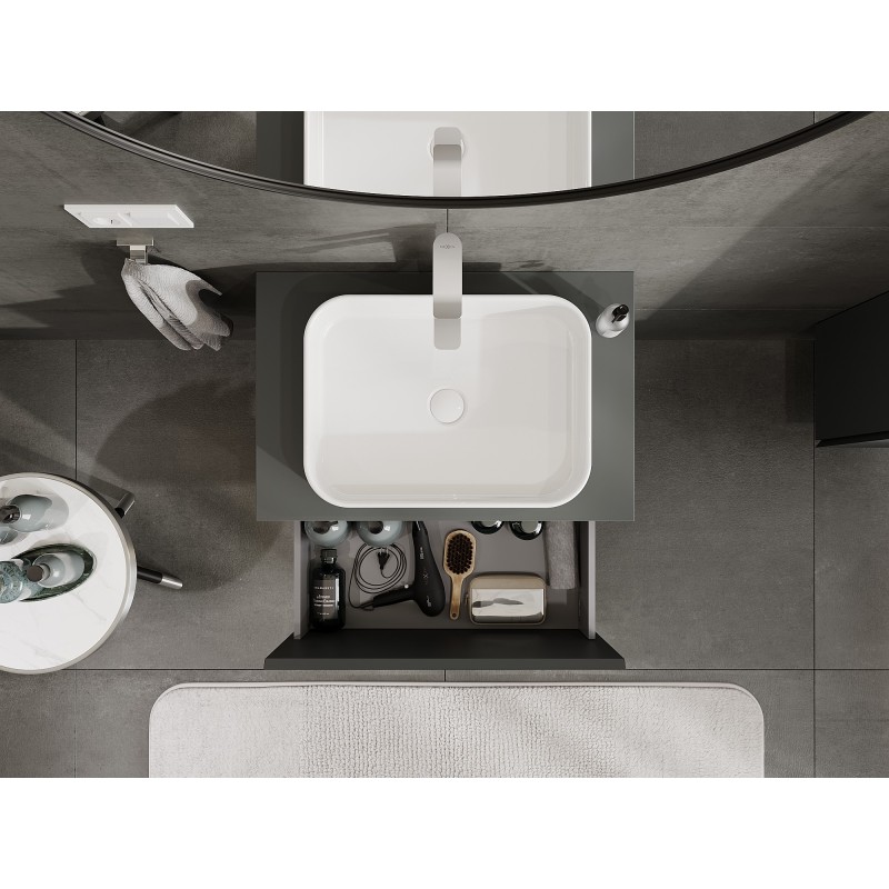 Mexen Orio kúpeľňová skrinka pod umývadlo 70 cm s doskou, 1 zásuvka, grafit mat - 91A10-07047-1-BFC66